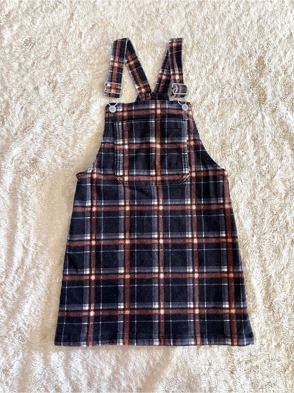 ART CLASS Girl's Autumn Plaid Overall Dress Size M